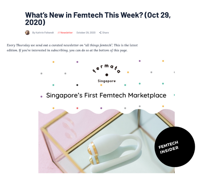 Femtech Insider: What’s New in Femtech This Week? (Oct 29, 2020)